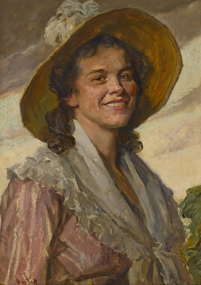 Jeune femme avec grand chapeau - Hans Best